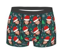 Naispanda Personalised Men's Boxers Underwear with Face Photo Text, Custom Boxer Briefs Underpants Briefs for Men Husband Father Boyfriend Personalised Gifts for Christmas, M