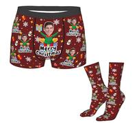 Naispanda Personalised Mens Photo Face Boxer Briefs Socks Set Custom Boxer Shorts Underpants Gifts for Men Husband Boyfriend