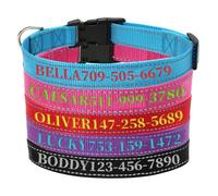 Naispanda Personalised Nylon Dog Collars, Custom Embroidered Reflective Dog Collar with Pet Name & Phone Number, Personalized Pet Collar for Small Medium Large Dogs
