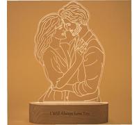 Naispanda Personalised Photo Lamp Custom 3D Night Light with Picture Text Engraved Customized Wedding Anniversary Christmas Birthday Gifts for Family Friends