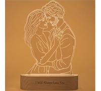 Naispanda Personalised Photo Lamp Custom 3D Night Light with Picture Text Engraved Customized Wedding Anniversary Christmas Birthday Gifts for Family Friends
