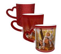 Naispanda Personalised Photo Magic Mug,Custom Picture Text Mugs Magic Heat Sensitive Color Changing Coffee Mug Milk Tea Cup Customised Original Gifts For Family Lovers Friends Couple - Red