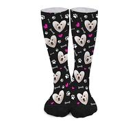 Naispanda Personalised Printed Pet Socks - Cute Dog Cat Tracks, Paws, Bones Crew Socks With Picture for Men Women - Create Your Own Photo Socks - Dog Lover Gifts