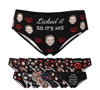 Naispanda Personalized Bikini Brief with Photo Text Personalized Photo Underwear for Women Custom Face Womens Underwear Personalized Christmas Birthday Gifts for Wife Girlfriend