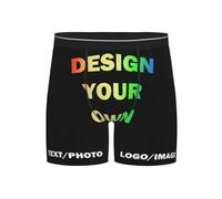 Naispanda Personalized Boxer Briefs with Photo Funny Custom Long Underwear with Wife Girlfriend Face Pictures Customized Mens Shorts Underpants Custom Novelty Valentine's Day Birthday Gifts