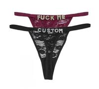 Naispanda Sexy Custom Thong with Name Rhinestone Shiny Letter Personalized Letter Lace Thong Panties for Women G-String Thongs Custom Name Thong with Letters