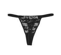 Naispanda Sexy Custom Thong with Name Rhinestone Shiny Letter Personalized Letter Lace Thong Panties for Women G-String Thongs Custom Name Thong with Letters