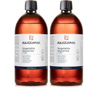 Naissance Vegetable Glycerine (Glycerol) Liquid (no. 806) 1 Litre - 100% Pure & Natural Glycerin, Premium EP/BP/USP Pharmaceutical Grade, Natural Humectant, Fragrance Free (Pack of 2)