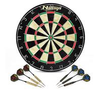 Naissgo Dart Board, Bristle Dartboard, Dartboards, Endurance Round Wire Number Ring Sisal Darts Set Including 6 Sets of Steel Tip Darts