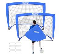 Naissgo Football Net Goals Pop up Football Goal, Training Equipment for Kids Teens,Foldable Soccer Goal, Portable Gate for Garden, Backyard, Playground,Beach (Blue)