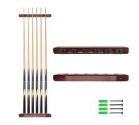 Naissgo Pool Cue Holder, 6 Pieces Wall-Mounted Pool Cue Rack, Wooden Billiard Cue Rack, Snooker Stick Holder for Billiard Clubs, Bars, Snooker Games