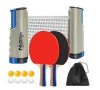 Naissgo Table Tennis Set, Professional Table Tennis Bat Set, Quick Setup Net, 2 Table Tennis Bats,1 Retractable Net, 8 Ping-Pong Balls,1 Mesh Bag, Great Gift Idea for Indoor/Outdoor Games