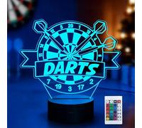 NaiTerpol Dart Night Light,3D Illusion Night Light USB Powered,16 Colors Changing with Touch Control,Wall Decor for Bedroom Living Room Man Cave Bars Clubs, Birthday Gift for Darts Enthusiasts