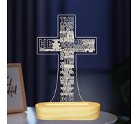 NaiTerpol Jesus 3D Illusion Lamp,Jesus Cross Night Light,Warm White Wooden Handmade,The Lord Desk Lamp Ideal Home Room Decor, Christian Gifts for The Devout
