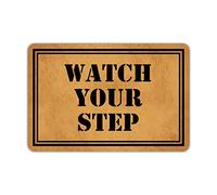 Naiteu Front Door Mat Welcome Mat Watch Your Step Machine Washable Rubber Non Slip Backing Bathroom Kitchen Decor Area Rug Funny Doormat Indoor Outdoor Rug 24" X 16"