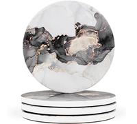 Naivasha Homeware Marble Coasters Set of 4 - Stunning Decorative Coasters in MATTE Finish, Elegant Stone with Cork Bottom - Arctic
