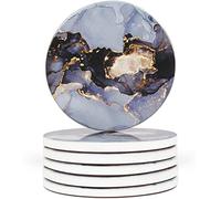 Naivasha Homeware Marble Coasters Set of 6 - Stunning Decorative Coasters in GLOSS Finish, Elegant Stone with Cork Bottom - Day