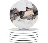 Naivasha Homeware Marble Coasters Set of 6 - Stunning Decorative Coasters in GLOSS Finish, Elegant Stone with Cork Bottom - Arctic