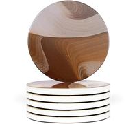 Naivasha Homeware Marble Coasters Set of 6 - Stunning Decorative Coasters in GLOSS Finish, Elegant Stone with Cork Bottom - Sandstone