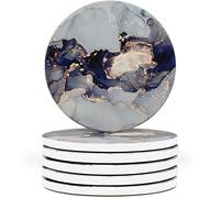 Naivasha Homeware Marble Coasters Set of 6 - Stunning Decorative Coasters in MATTE Finish, Elegant Stone with Cork Bottom - Day
