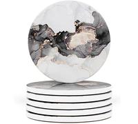 Naivasha Homeware Marble Coasters Set of 6 - Stunning Decorative Coasters in MATTE Finish, Elegant Stone with Cork Bottom - Arctic