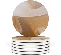 Naivasha Homeware Marble Coasters Set of 6 - Stunning Decorative Coasters in MATTE Finish, Elegant Stone with Cork Bottom - Sandstone
