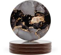 Naivasha Homeware® Marble Print Cork Coasters - Set of 4, Stunning Decorative Coasters in GLOSS Finish, Elegant with Cork Bottom - Night Design