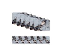 Naivasha Homeware Placemats and Coasters Set of 6 - Heat Resistant, Waterproof, Non-Slip Cork Table Mats in Matte Finish, Elegant Placemats & Coasters for Cups, Mugs, Plates & Pans - Day Marble