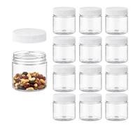 Naivees 8 Ounce Plastic Jars Clear Wide-Mouth Storage Containers with Lid 236ml Empty Round Jars Set for Food Storage (White, 12 Pack)