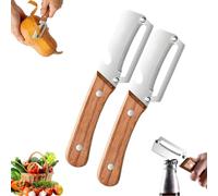 Naivetu Stainless Steel Multi-Function Peeler Knife, Naivetu Peeler, Zero Snag Wooden Kitchen Tool, Zero Snag Wooden Peeler with Bottle Opener, for Vegetables or Fruits (2PCS)