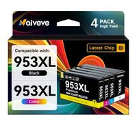 Naiveve 953XL Ink Cartridges Multipack Replacement for HP 953XL Ink 4 Pack | 953 XL Ink Compatible with HP OfficeJet Pro 7720 7730 7740 8210 8710 8715 8720 8725 8730 Printers (Black Cyan Magenta Yellow)