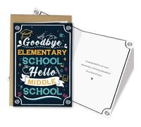Naixiwen Elementary School Graduation Card for Boys Girls, Funny Elementary Graduation Card for 5th or 6th Graduates, Grad Congrats Cards for Son Daughter Students Friends