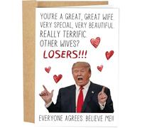 Naixiwen Funny Trump Anniversary Card for Wife, Trump Talking Birthday Card from Husband, Donald Trump Valentine's Day Card for Wife, You Are a Great Wife Card
