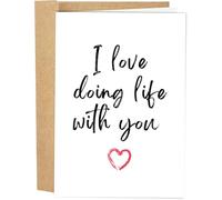 Naixiwen Romantic Anniversary Card for Husband Wife, Adorable Birthday Card from Girlfriend Boyfriend, Happy Valentines Day Card for Men Women, I Love Doing Life with You Card