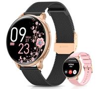 NAIXUES Women's Smartwatch, 1.27 Inch HD Smartwatch with Bluetooth 5.3 Calls, Female Physiology, 24H Heart Rate, SpO2, Sleep, 70+ Sports, IP68 Notifications Messages iOS Android Gold Black