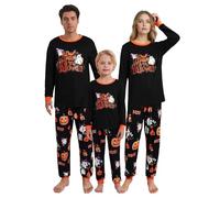 Naiyafly Family Matching Halloween Pyjamas Set Bat Ghost Pumpkin Print Long Sleeve Sleepwear for Family Couples Kids Holiday PJs Sets Homewear Night Pajamas Set Loungewear