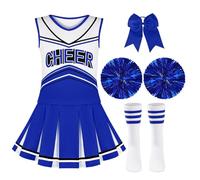 Naiyafly Girls Cheerleader Costumes Fancy Dress Costume 5Pcs Cheer Uniform Set Halloween Outfits 6 7 8 9 10 11 12 Years