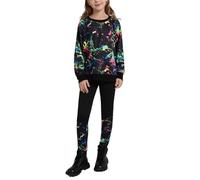 Naiyafly Girls Clothes Set Kids Tracksuit Long Sleeve Print Sweatshirt and Sweatpants Legging Loungewear Activewear Fall Winter 2 Piece Outfit for Teen Girls 6-13 Years