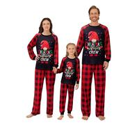 Naiyafly Matching Family Christmas Pyjamas Set Santa Clause Deer Print Pullover Shirt+ Plaid Long Pants Couple Matching PJs Xmas Sleepwear Nightwear Holiday Loungewear for Women Men Kids