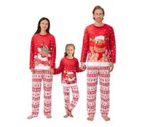 Naiyafly Matching Family Christmas Pyjamas Set Santa Clause Deer Print Pullover Shirt+ Plaid Long Pants Couple Matching PJs Xmas Sleepwear Nightwear Holiday Loungewear for Women Men Kids