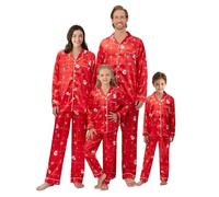 Naiyafly Satin Silk Pyjamas Matching Christmas Pyjamas Family Long Sleeve Xmas Pjs Nightwear Sleepwear Pajamas Couples Women Men Adults Kids