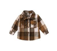Naiyafly Toddler Baby Boys Girls Jacket Coat Long Sleeve Plaid Thicked Flannel Button-Down Shirts Little Kids Fall Winter Dress Clothes 1-5 Years