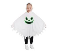 Naiyafly Toddler Kids Glow-in-the-Dark Ghost Capes Boy Girl Boo Hooded Cloak with Scary Face Halloween Cape for Trick-or-Treating Cosplay Wizard Costumes Robe Fancy Dress
