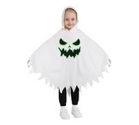 Naiyafly Toddler Kids Glow-in-the-Dark Ghost Capes Boy Girl Boo Hooded Cloak with Scary Face Halloween Cape for Trick-or-Treating Cosplay Wizard Costumes Robe Fancy Dress