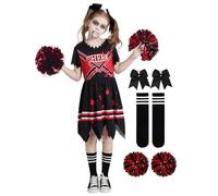 Naiyafly Zombie Cheerleader Costumes for Girls Fancy Dress Scary Bloody Halloween Costume 6 7 8 9 10 11 12 Years