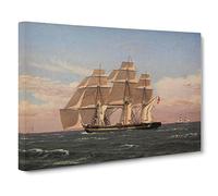 Najaden Ship Under Sail By Christoffer Wilhelm Eckersberg Canvas Print | Gallery Wrapped 30mm Frame Wall Art | 20x14 inches | Ready to Hang | Classic Seascape Picture | Living Room Lounge Office