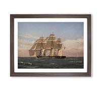 Najaden Ship Under Sail By Christoffer Wilhelm Eckersberg Classic Painting Framed Print | A4 Walnut Framed Wall Art | Ready to Hang | Classic Vehicle Picture | Living Room Bedroom Lounge Office