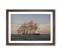 Najaden Ship Under Sail by Christoffer Wilhelm Eckersberg Framed Print | A2 Walnut Framed Wall Art | Ready to Hang | Modern Vehicle Picture | Living Room Bedroom Lounge Office