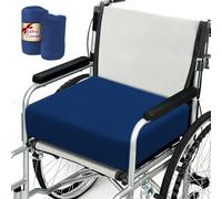 NAJOFAN Large Wheelchair Cushion, Soft Velvet Cover, 3inch Thick Memory Foam, with a Extra Replacement Mesh Cover, Non-Slip Bottom, Booster Seat and Easy to Transfer Seat Cushion, 18"×16"×3" (Blue)