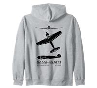 Nakajima Ki-84 Japanese WW2 Fighter Plane Silhouettes Zip Hoodie